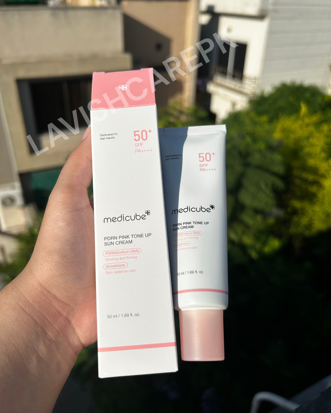 MEDICUBE PDRN Pink Tone-Up Sun Cream SPF 50+ PA++++ — Brighten, Protect, Revive