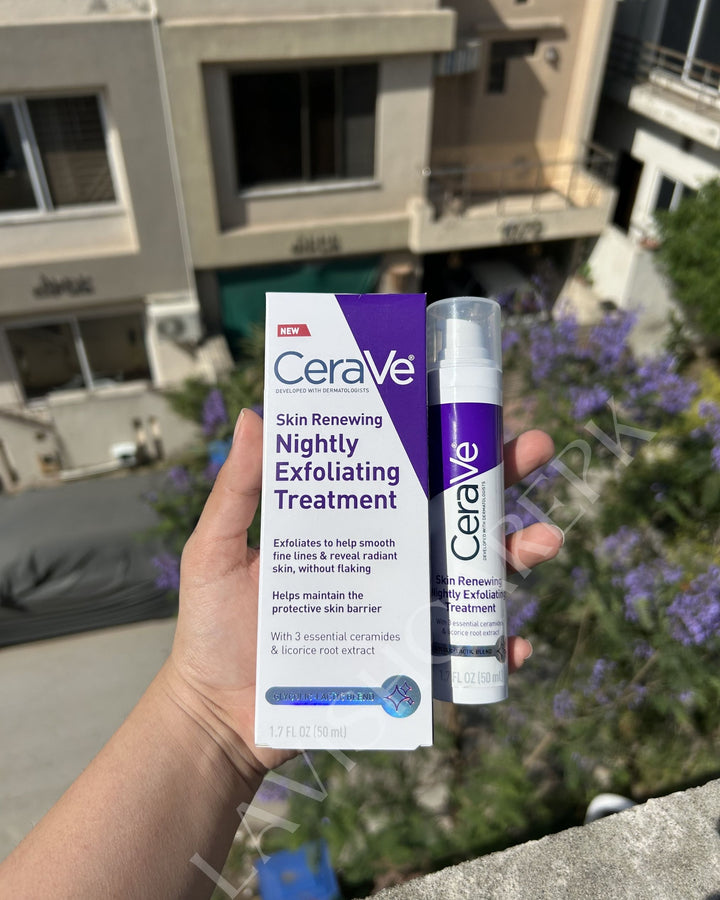 CERA VE SKIN RENEWING NIGHTLY EXFOLIATING TREATMENT.
