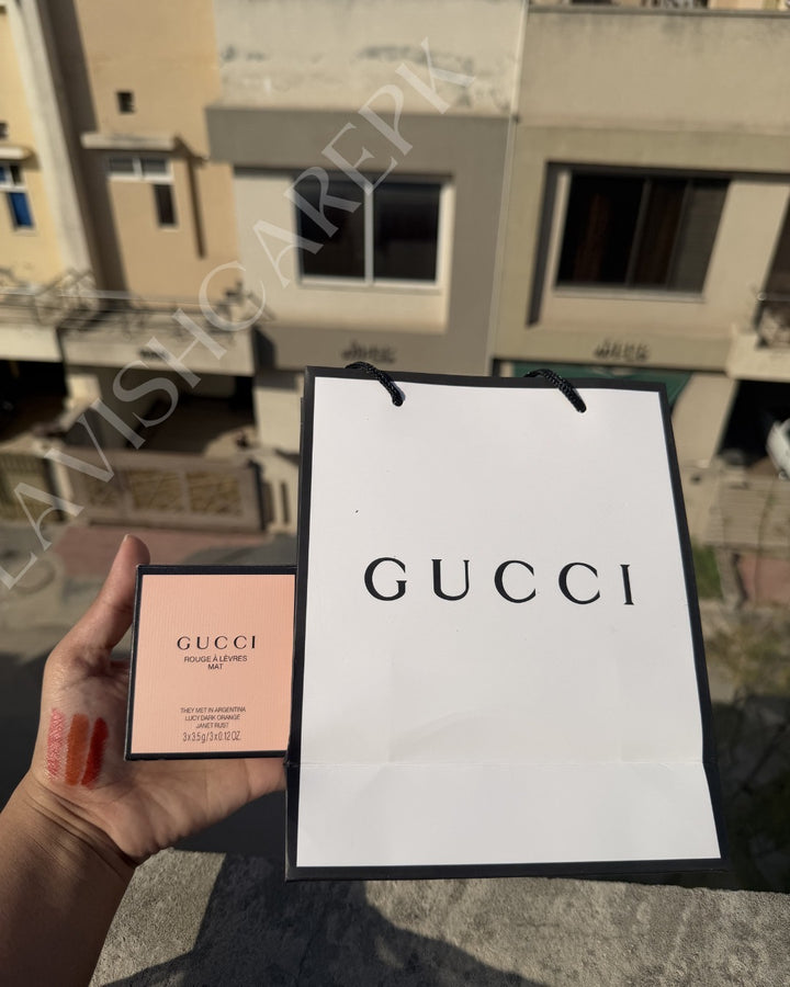 GUCCI TRIO LIPSTICK COLLECTION SET WITH GUCCI GIFT BAG